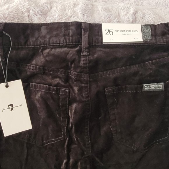 7 Jeans: Black Velvet Skinny's! High Wasted. Size 26. Brand New with Tags. - Picture 4 of 5